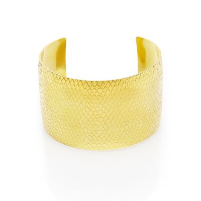 A convex cuff bracelet with lizard like finish - BOCCADORO