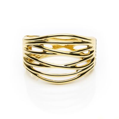 Multi String Cuff gold plates bracelet - PROMETHEUS