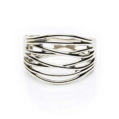 Multi String Cuff silver plates bracelet - PROMETHEUS