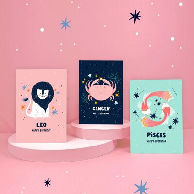 ✨ La colección de tarjetas de cumpleaños del signo del zodiaco ✨