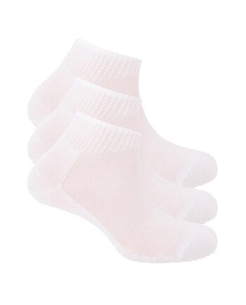 Lot de 3 chaussettes unies en coton avec revers américain 1