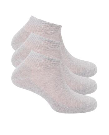 Lot de 3 chaussettes unies en coton avec revers américain 5