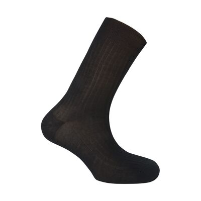 Wide rib mercerized cotton socks