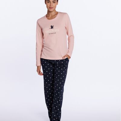 Long cotton pajamas with duck print, Artic