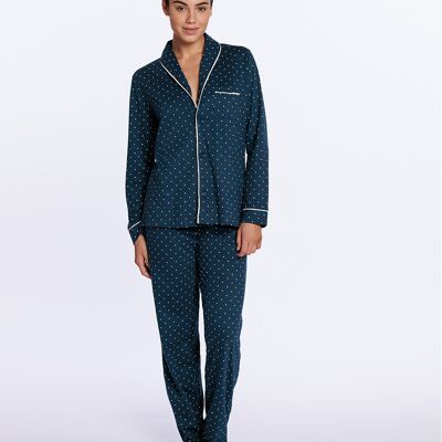 Long and open cotton pajamas with polka dots, Nigth