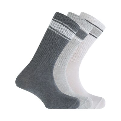 Lot de 3 chaussettes profondes en coton. rayures - coup de poing américain et short