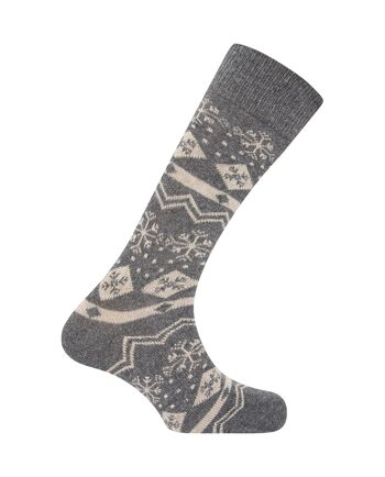 Chaussettes cachemire/laine - bordure bicolore 5