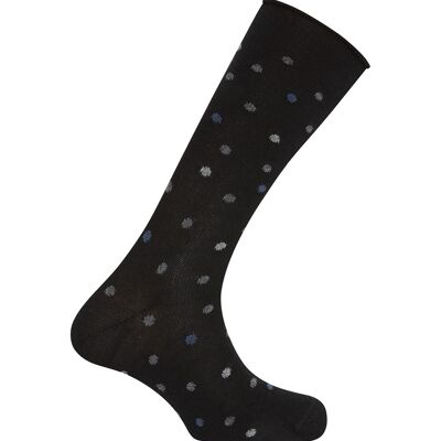 Chaussettes cachemire/laine - pois - revers roulé