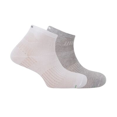 Pack of 2 short semi-plain sports cotton socks