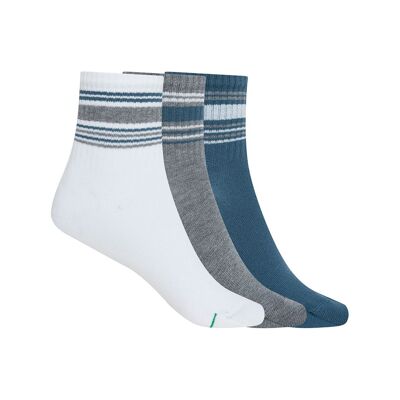 Pack of 3 deep cotton socks. stripes - brass knuckles (Ankle trainers)