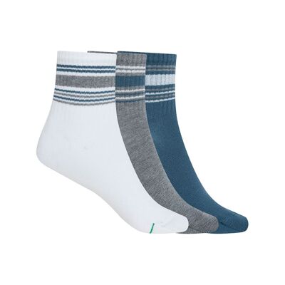 Lot de 3 chaussettes profondes en coton. rayures - coups de poing américains (Baskets de cheville)