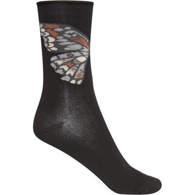 Rolled cuff cotton socks - butterfly