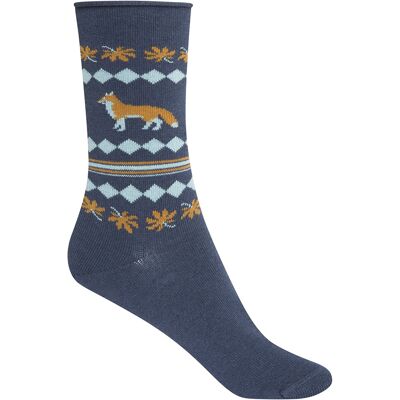 Wool/cotton/acrylic socks with rolled cuff - fox