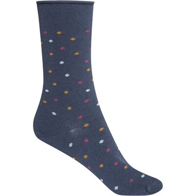 Wool/cotton/acrylic socks with rolled cuff - polka dots