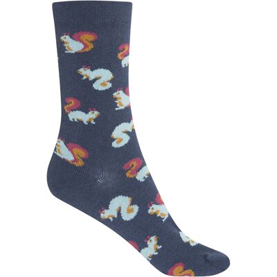 Wool/cotton/acrylic socks with rolled cuff - squirrel