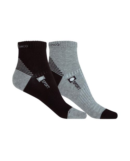 Pack de 2 calcetines de algodón deportivos semilisos tobilleros (logo)