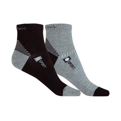 Pack of 2 semi-plain sports cotton ankle socks (logo)