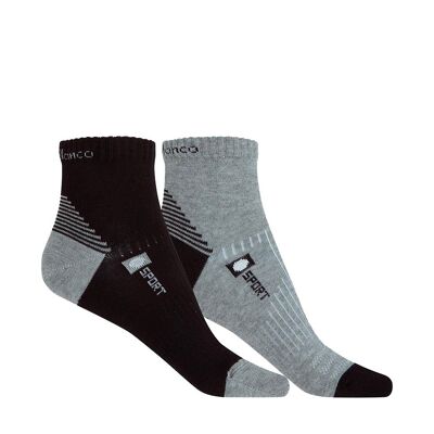 Pack de 2 calcetines de algodón deportivos semilisos tobilleros (logo)
