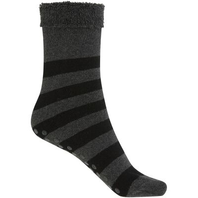 Cotton socks - Striped short non-slip (Grey)