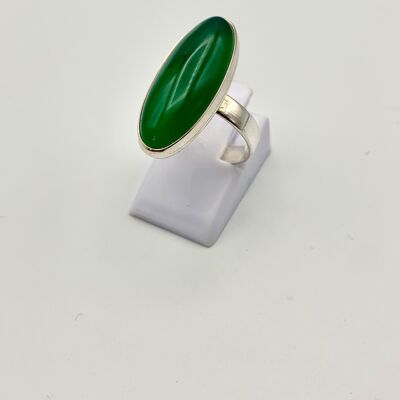 Anello in argento con Agata Verde in 10x24mm