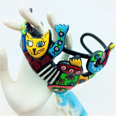 Yellow climbing cat cuff bracelet