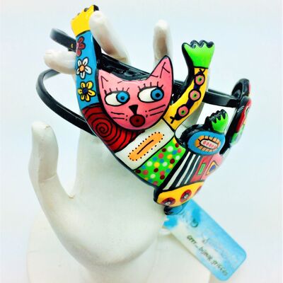 Pink climbing cat cuff bracelet