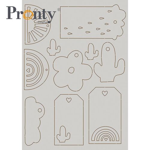 Pronty Crafts Chipboard Labels Rainbow and cactus A5