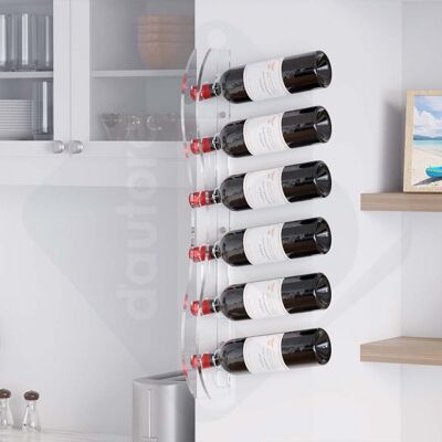 Vertical wall mounted bottle holder for Montepulciano 6 places