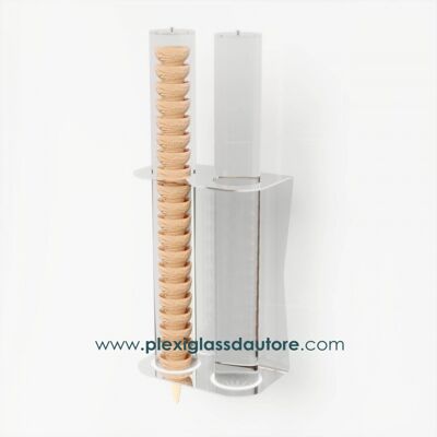 Wall-mounted ice cream cone holder with 2 rows for ice cream parlors and bars