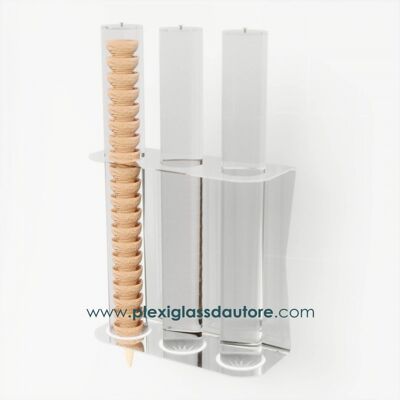 Wall-mounted ice cream cone holder with 3 rows for ice cream parlors and bars
