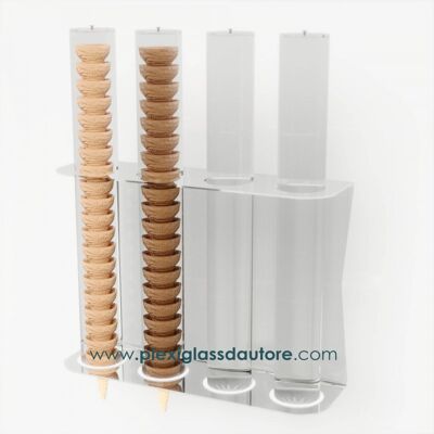 Wall mounted ice cream cone holder with 4 rows for ice cream parlors and bars