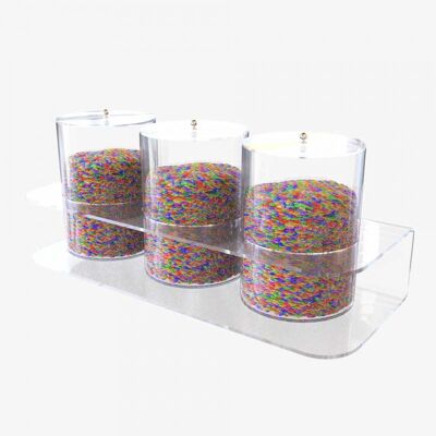 Multiple candies and granules holder from 3 circular containers