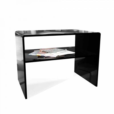 Coffee table with glossy black shelf