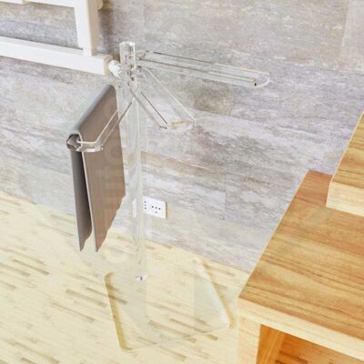Towel holder in transparent plexiglass with stand