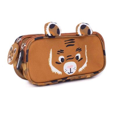 Speculos the Tiger 2-Zip Animal Face Pencil Case