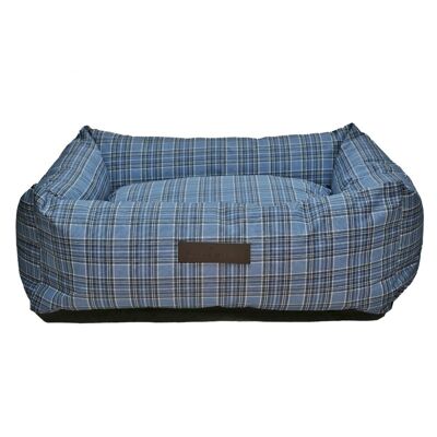 WATERPROOF BLUE TARTAN BED - SMALL