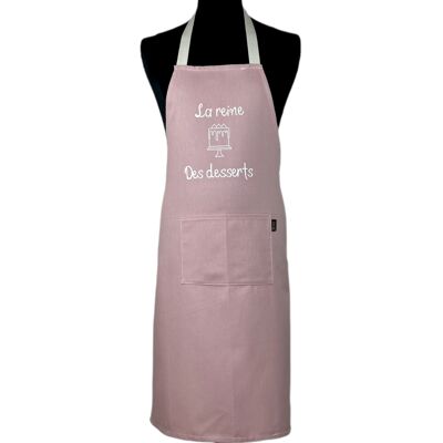 Apron, "The queen of desserts" plain powder pink