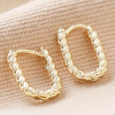 Boucles d'oreilles créoles Huggie ovales en corde en or