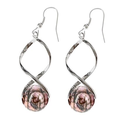 Boucles d'Oreilles Rhodonite Billes 12 mm