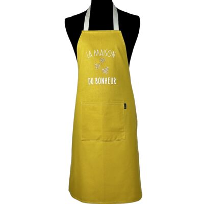 Apron, "The House of Happiness" plain mustard