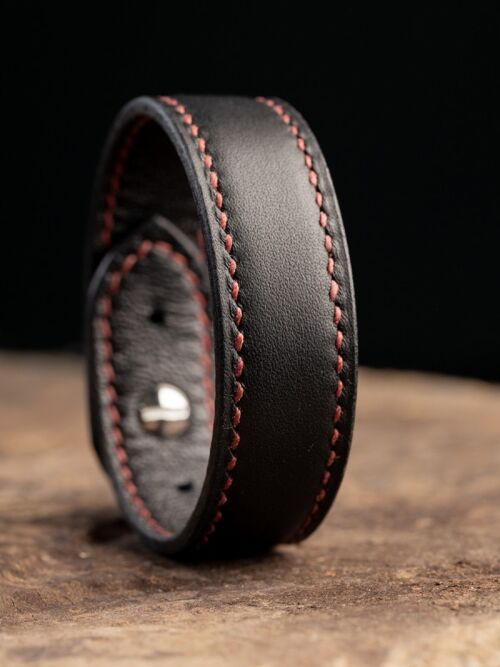 Bracelet cuir noir Alérion