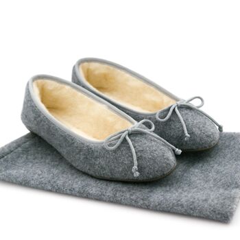 Chaussons ballerines pour la maison avec sac de voyage Gris 2