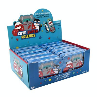Metal box of 24 Super Cute Friends plasters