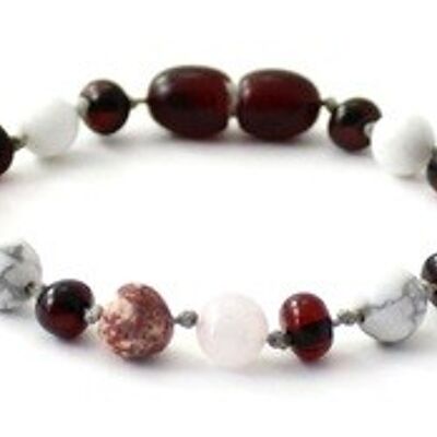 Cherry amber with howlite and gemstones