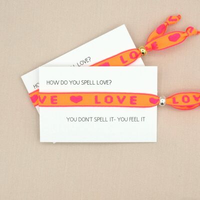 Ribbon bracelet Love, orange