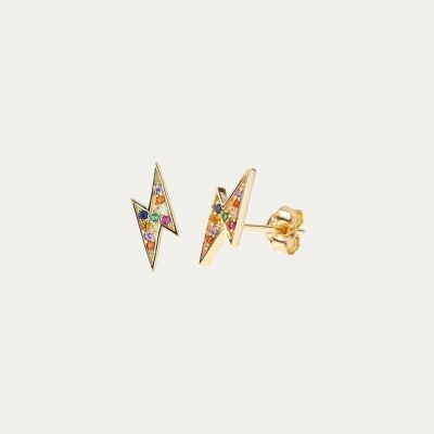 Color Light Gold Earrings - Mint Flower -