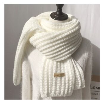 Écharpe d'hiver chaude épaissie en laine de couleur unie 13