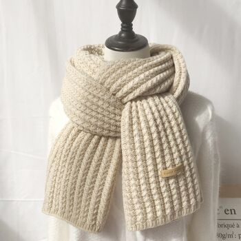 Écharpe d'hiver chaude épaissie en laine de couleur unie 18