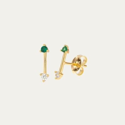 Arrow Green Gold Earrings - Mint Flower -