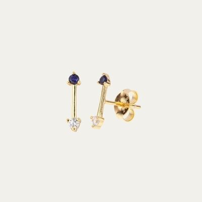 Arrow Blue Gold Earrings - Mint Flower -